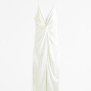 Abercrombie Draped Twist-Front Maxi Dress WHITE
